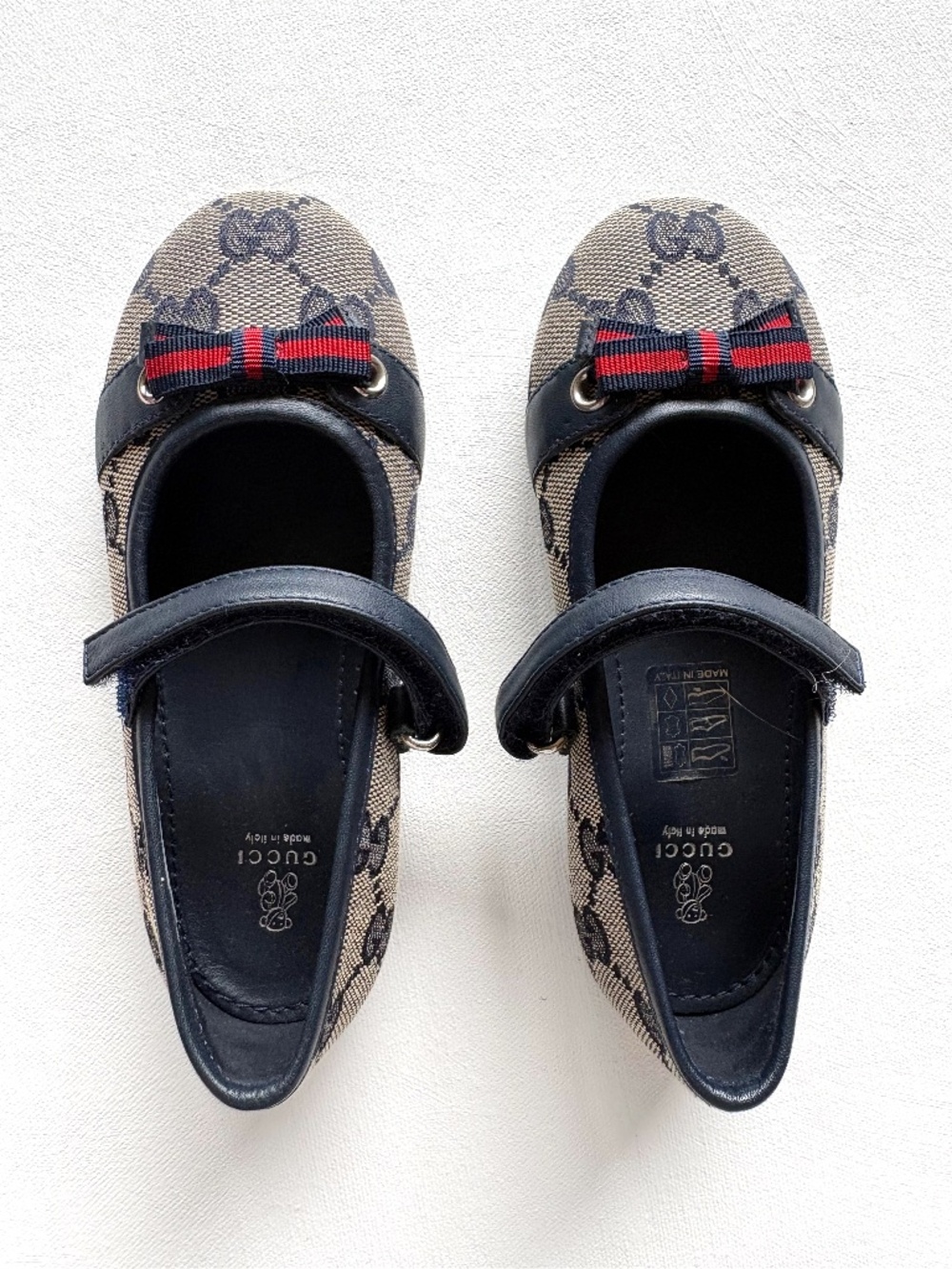 Gucci Kids GG Canvas Ballet Flats Mary Jane Shoes Size 26